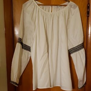 Cato Off-White Blouse with Dark Trim